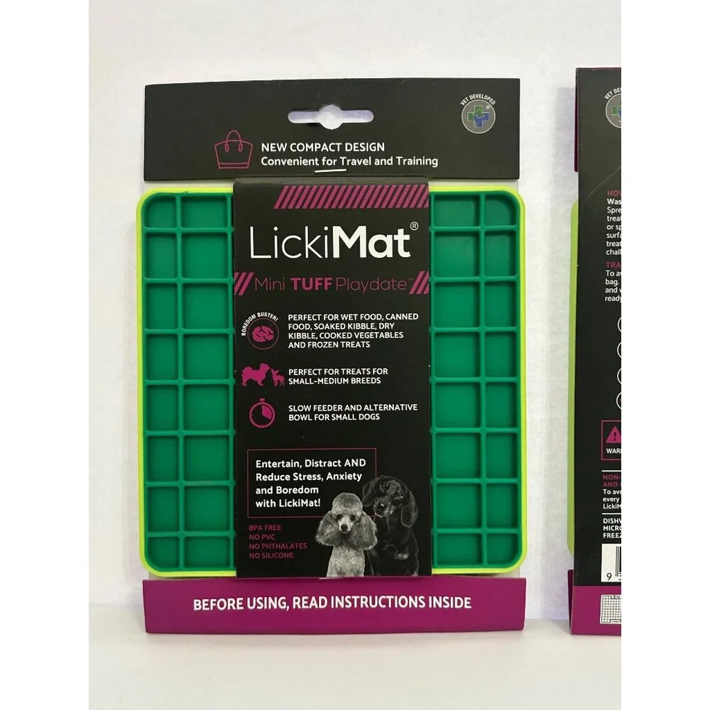 TWO LickiMat Slow Feeder Treat Mats Entertain Reduce Stress & Boredom for Dogs